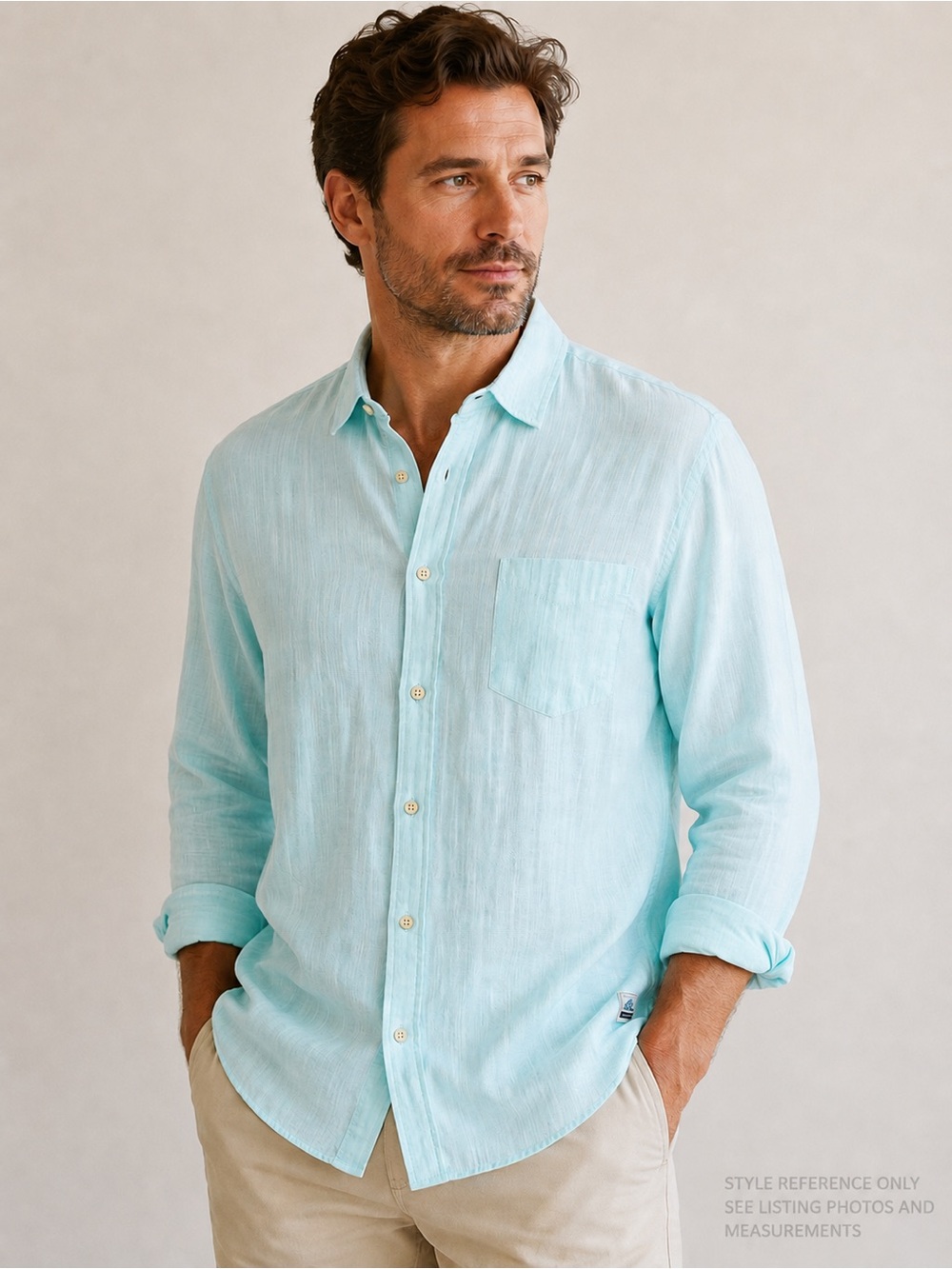 Surfside Supply Mens XL Brian Slub Cotton Button Up Shirt Aqua Green NWT